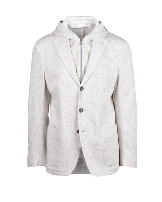 Eleventy White Sweatshirt Jacket Buttons for men