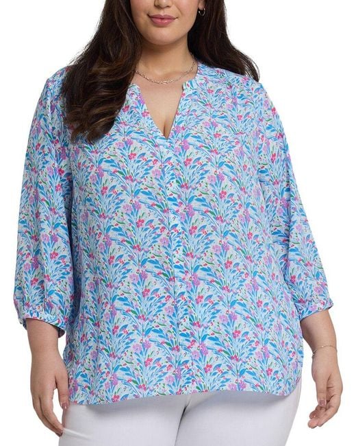 NYDJ Blue Plus Pintuck Blouse