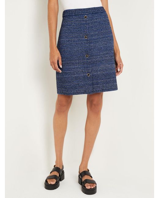 Misook Blue Shimmer Tweed Knit Mini Skirt