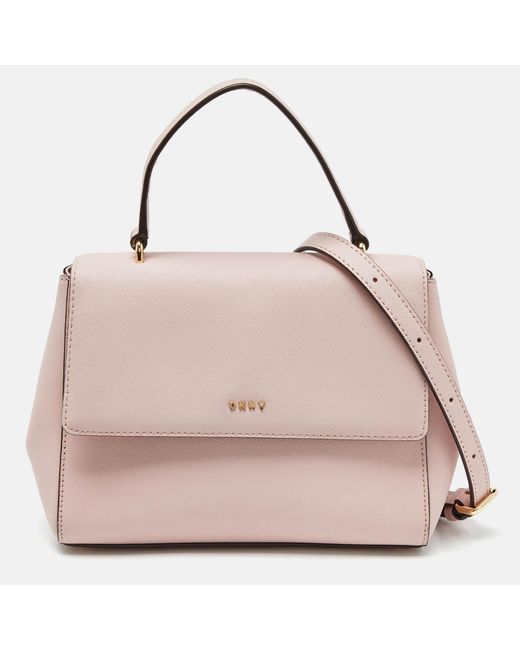 DKNY Pink Leather Flap Top Handle Bag