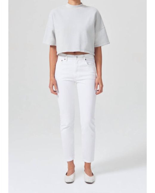 Agolde White Willow Mid Rise Slim Crop Jeans