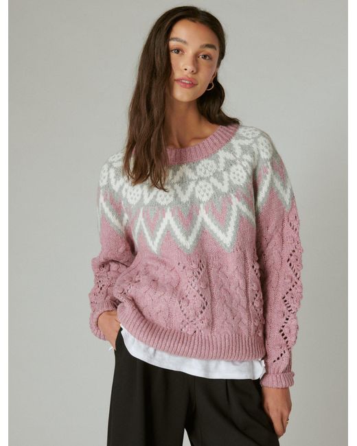 Lucky Brand Brown Fair Isle Sweater