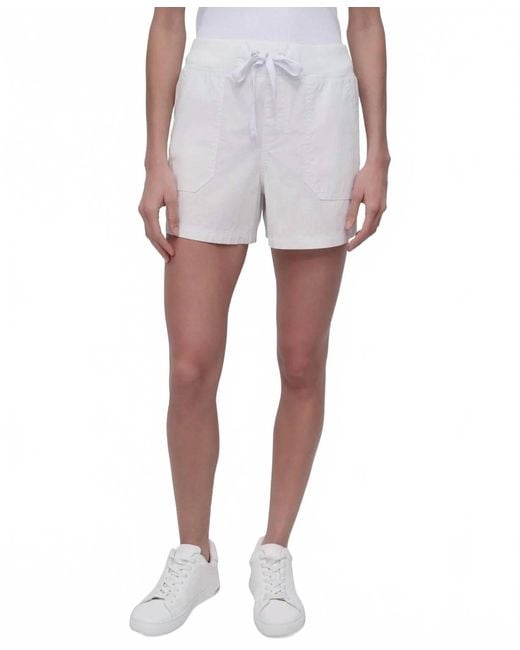 DKNY White Drawstring Sport Short