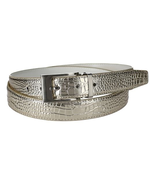 CTM Metallic Leather Croc Print Belt
