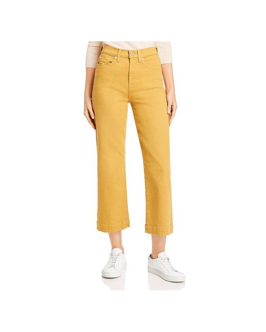 7 For All Mankind Yellow Alexa Wide Leg High Waist Cropped Jeans