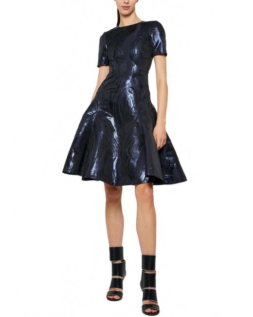 Prabal Gurung Blue Short Sleeve Fit & Flare Dress