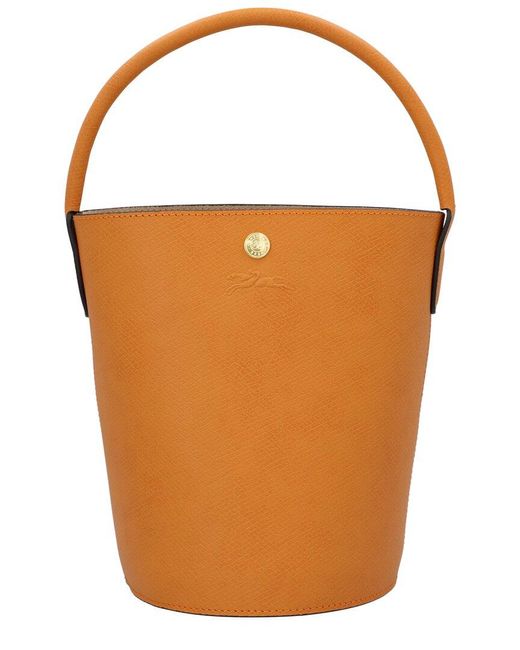 Longchamp Orange Epure Small Leather Bucket Bag