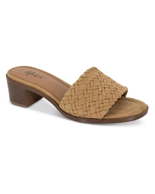 Style & Co. Brown Cassandraa Woven Slip-on Slide Sandals