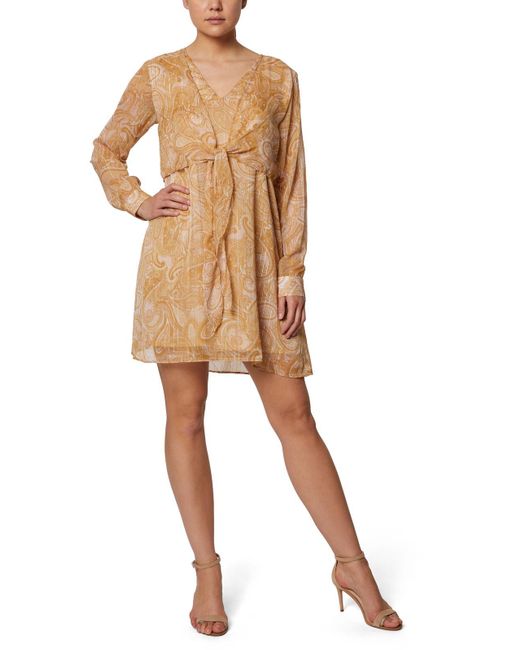 Laundry by Shelli Segal Natural Chiffon Metallic Cocktail And Party Dress
