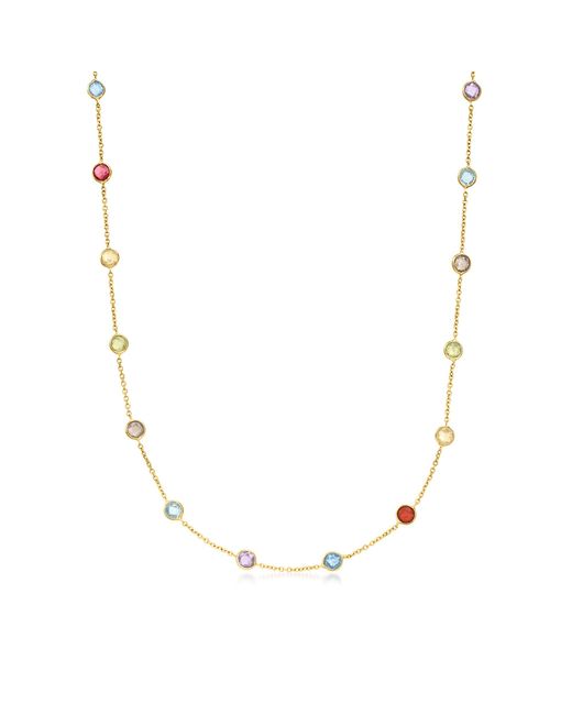 Ross-Simons Italian Multi-gemstone Station Necklace In 14kt Yellow Gold ...
