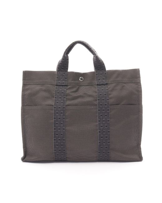Hermès Brown Yell Line Mm Handbag Tote Bag Nylon Canvas Dark Silver Hardware