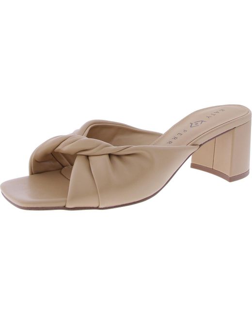 Katy Perry Brown The Tooliped Twisted Sandal Solid Faux Leather Block Heel