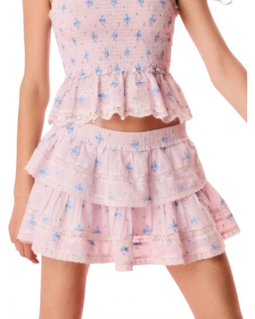 LoveShackFancy Pink Ruffle Mini Skirt
