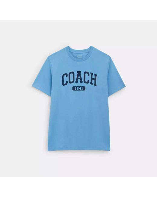 COACH Blue Varsity T Shirt for men