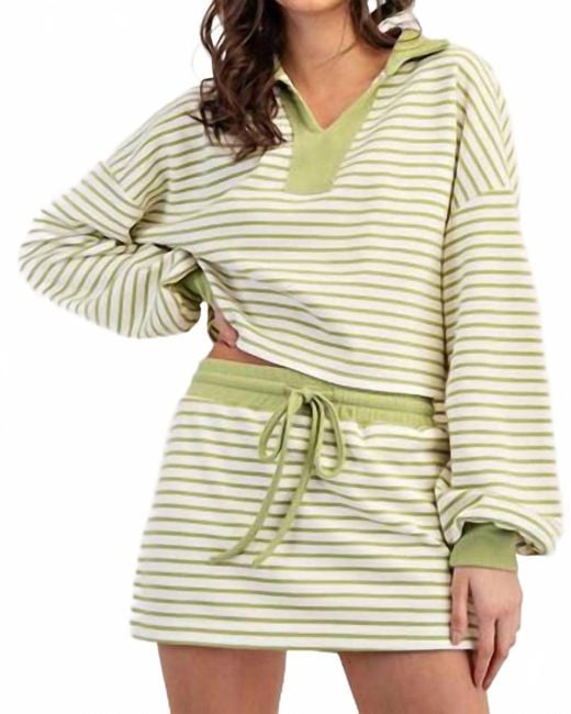 Eesome Natural Avocado Striped Pullover Top