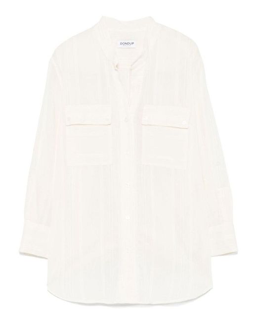 Dondup White Relaxed Fit Button-Down Shirt With Chest Pockets