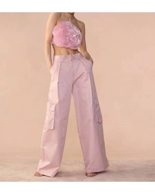 Cynthia Rowley Pink Marbella Cotton Cargo Pant