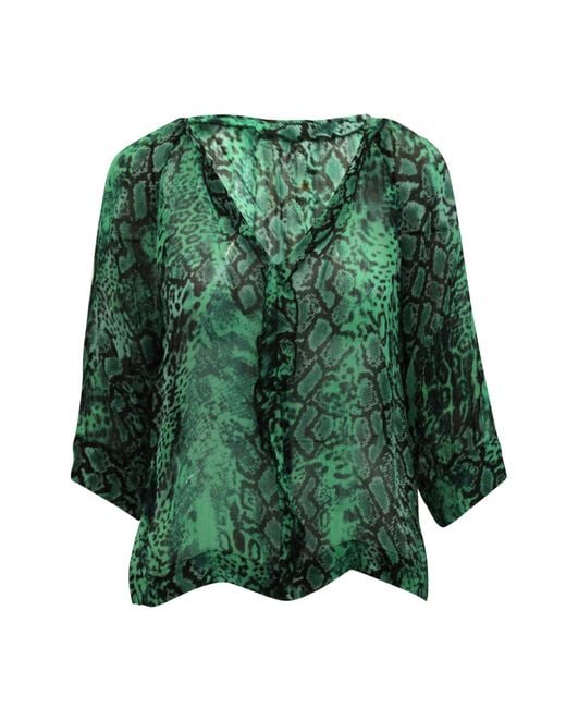 Ba&sh Green Snake Print Blouse