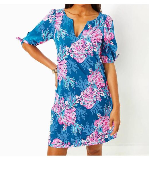 Lilly Pulitzer Blue Easley Short Sleeve Dress