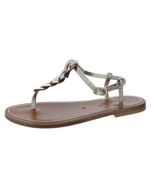 K. Jacques White Leather Ankle Strap Slingback Sandals