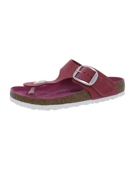 Birkenstock Purple Gizeh Big Buckle Nubuck Slide T-strap Sandals
