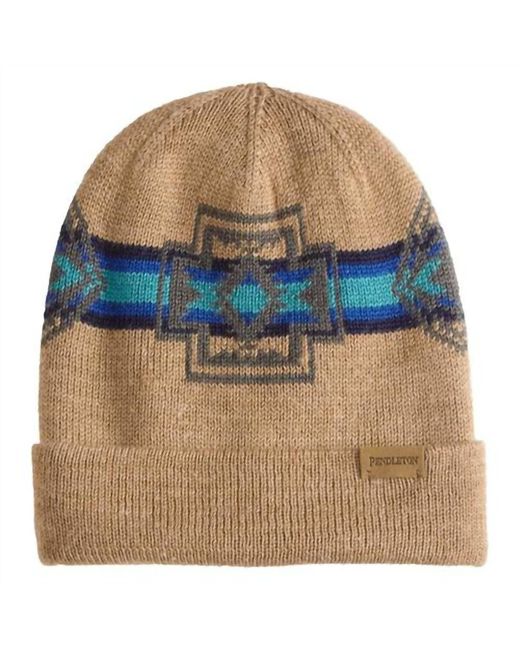 Pendleton Blue Knit Beanie In Harding Taupe