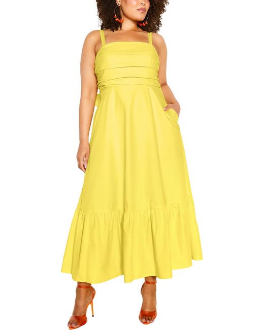 City Chic Yellow Plus Fit & Flare Long Maxi Dress