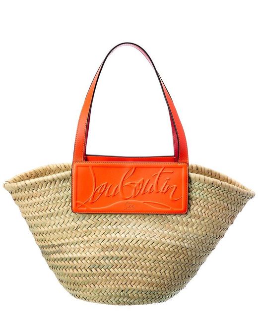 Christian Louboutin Natural Loubishore Straw & Leather Tote