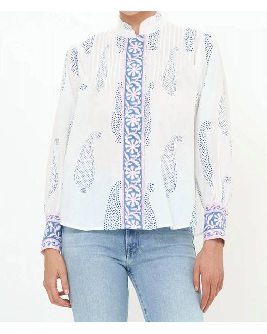 Oliphant White Pintuck Button Front Blouse