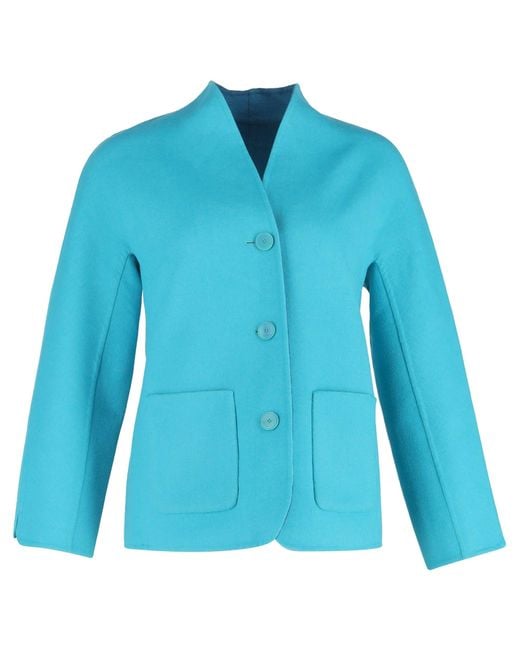 ESCADA Blue Single-Breasted Jacket With Pockets