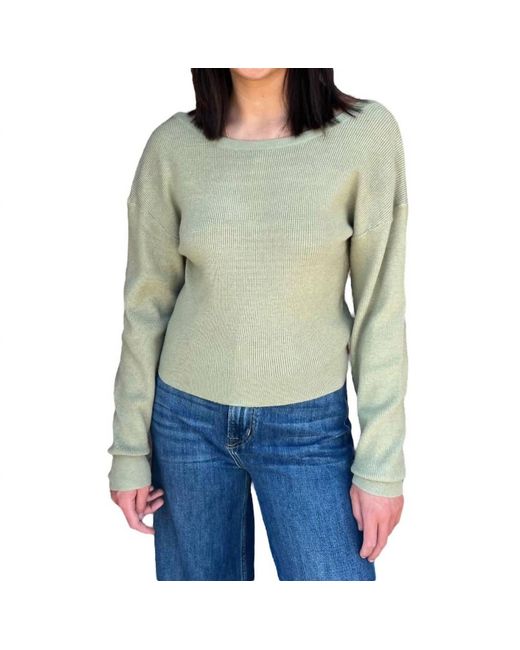 Lalavon Green Overlap Back Bow Tie Sweater