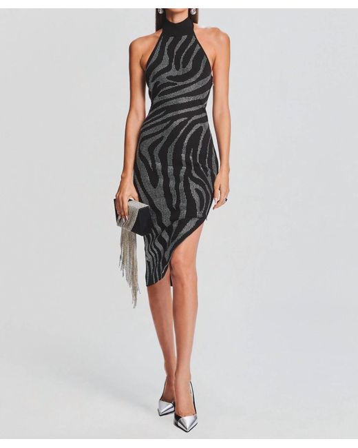 retroféte Kaisley Knit Dress In Black/silver Zebra