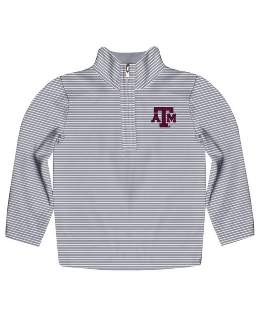 Vive La Fete Gray Boy's Texas A & M Aggies Stripes Quarter Zip Pullover for men