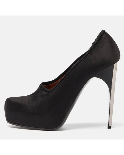 Lanvin Black Satin Platform Pumps