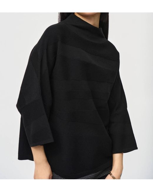 Joseph Ribkoff Black Mock Neck 3/4 Sleeve Boxy Sweater Top