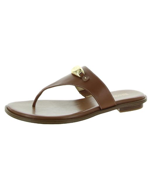 MICHAEL Michael Kors Brown Tilly Leather Logo Flat Sandals