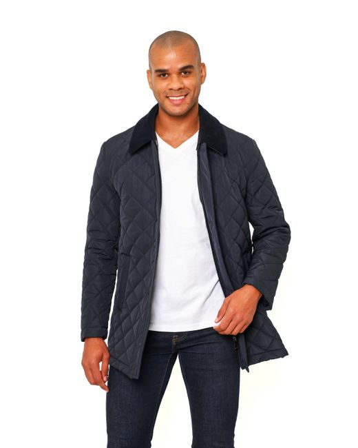 VELLAPAIS Blue Drelux Quilted Jacket for men