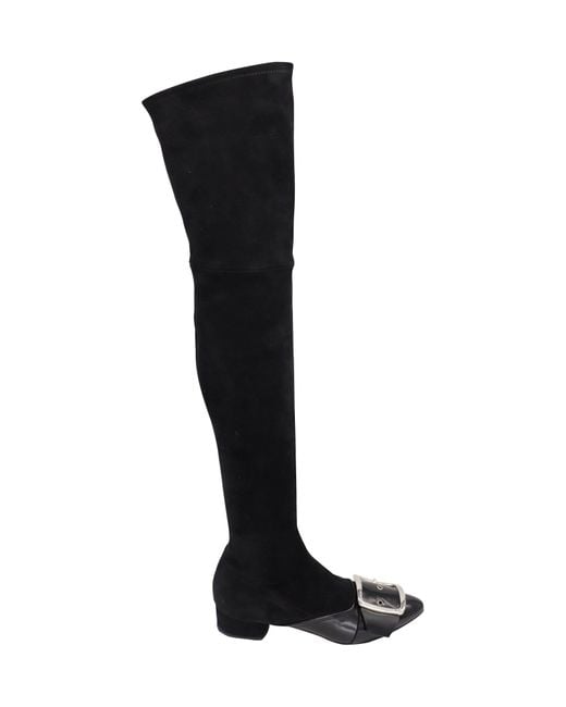 Casadei Buckle Detail Over The Knee Boots in Black Lyst