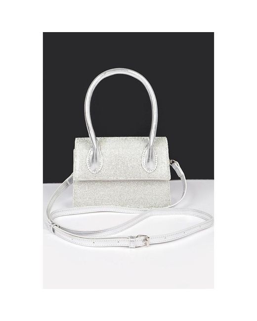 Fashnzfab Black Single Handle Rhinestone Metallic Crossbody Bag