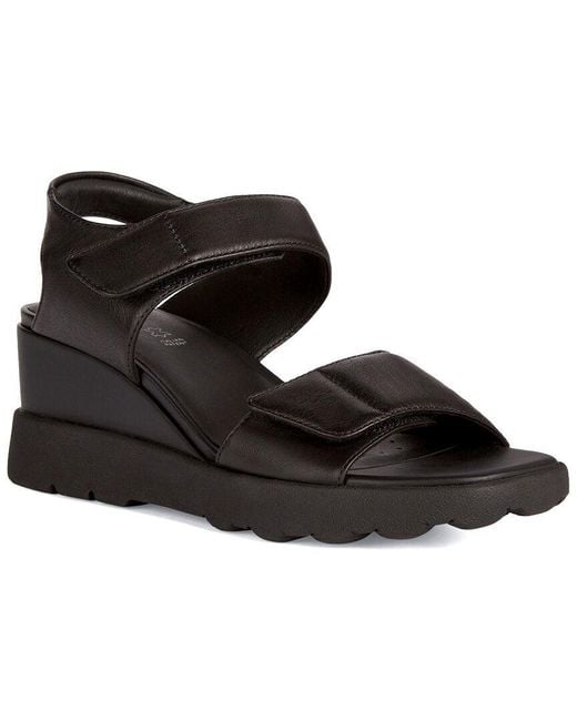 Geox Black Spherica Leather Sandal
