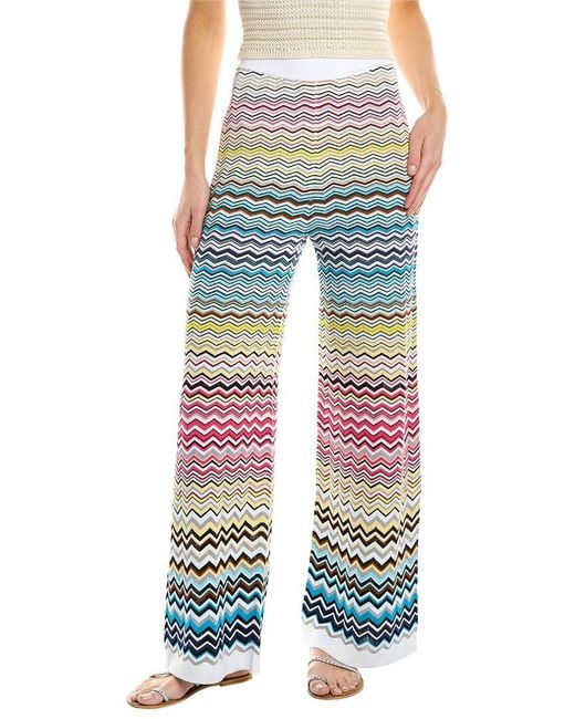 Missoni Blue Flared Zig-zag Trousers