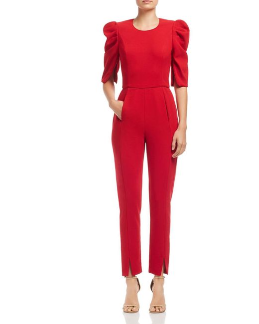 Black Halo Red Russo Pintuck Knit Jumpsuit