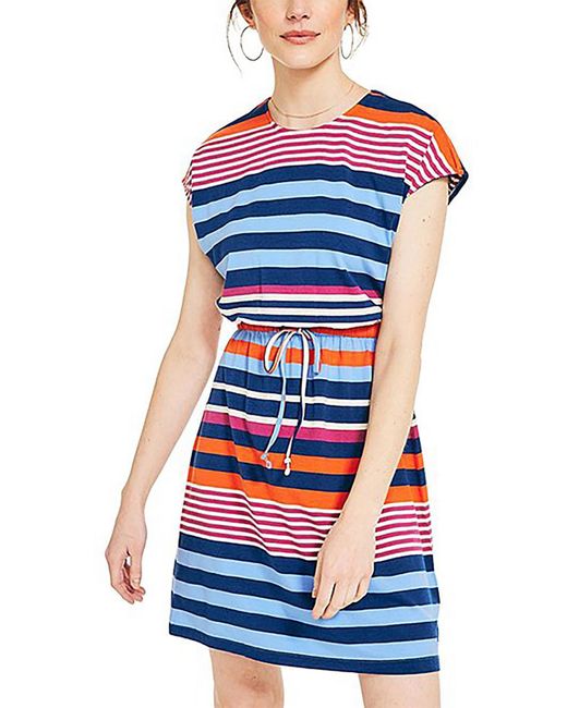 Nautica Blue Striped Open Back Mini Dress
