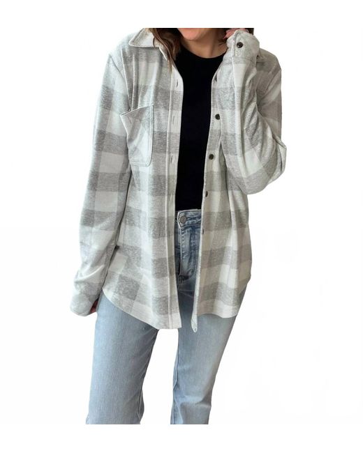 Panache Gray Soft Plaid Button Up Top