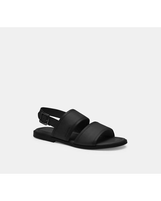 COACH Black Julian Cs034 Leather Buckle Two-Strap Sandals Zpo3963 for men
