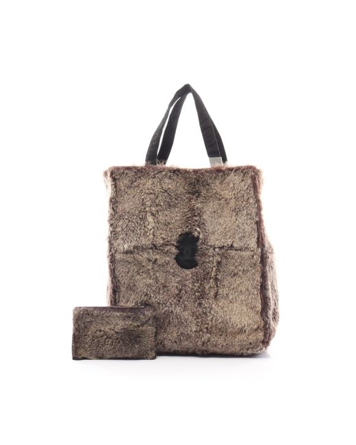 Chanel Brown Coco Mark Handbag Tote Bag Lapin Fur Suede