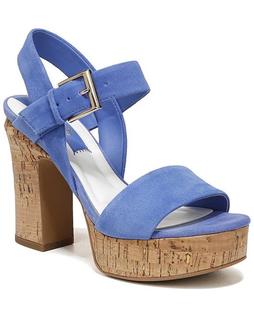 Franco Sarto Blue Scarlett Leather Ankle Strap Sandal