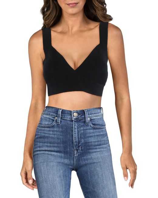 Endless Rose Blue Ribbed Back Tie Cropped