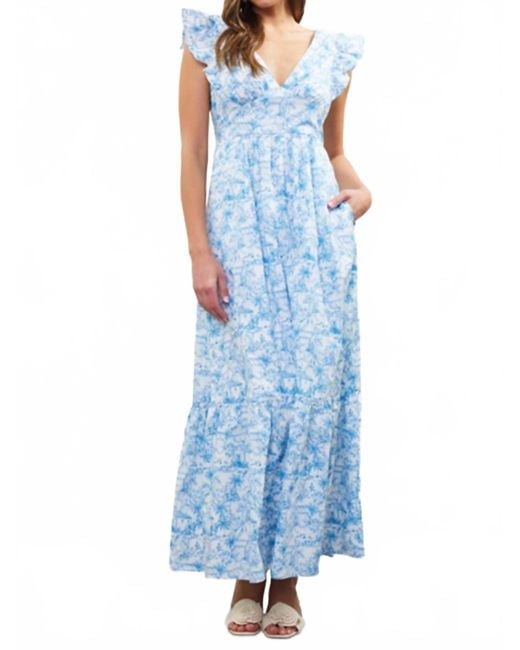 skies are blue dress Nora Sleeveless Border Print Maxi Skies are Blue Dress L