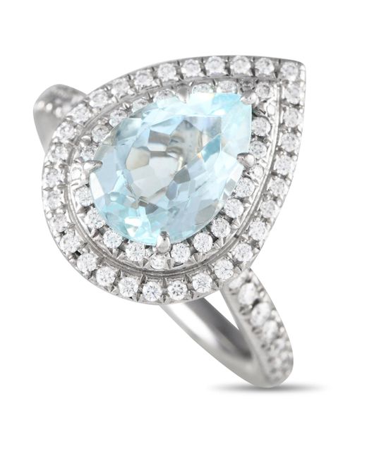 Tiffany & Co White Platinum 0.65 Ct Diamond And 2.50 Ct Aquamarine Soleste Ring Ti01-051524